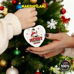 Personalised Santa Hat Cute Marsupilami Heart Shape Ceramic Christmas Ornament with Name Christmas Gift for Kids Family | Callie × Marsupilami®