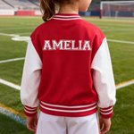 Gepersonaliseerde Academische Stijl 100% Katoen Multicolor Kid Varsity Jacket met Naam Dagelijks Dragen Verjaardagscadeau voor Jongens Meisjes