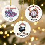 Personlig festlig ljus baseboll hockey sport keramisk julprydnad med namn hem träddekoration julklapp för familjens sportälskare