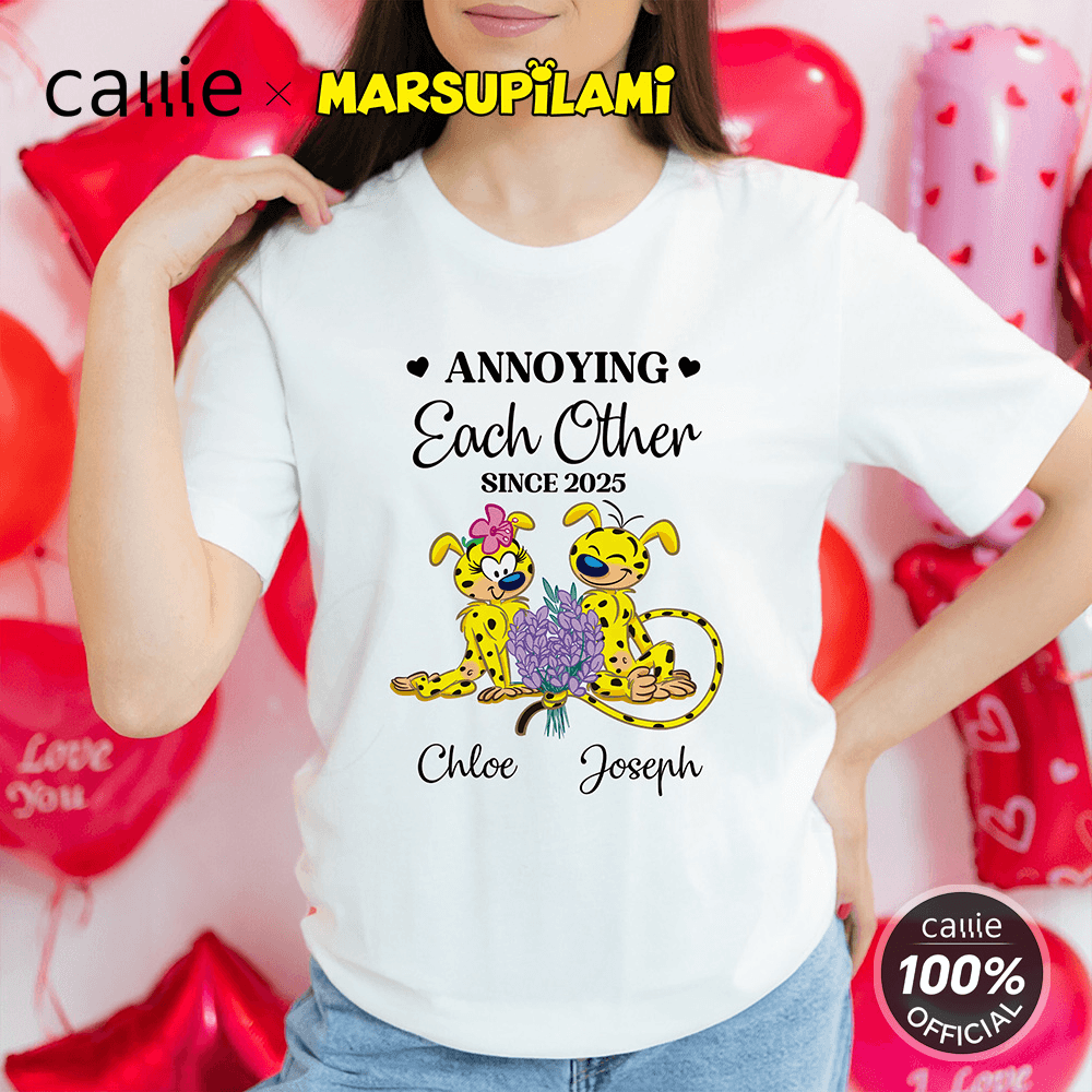 Personalized Yellow-Spotted Leopard Marsupilami Multicolor T-shirt Sweatshirt with Name Valentine's Day Gift for Couple | Callie × Marsupilami® 4