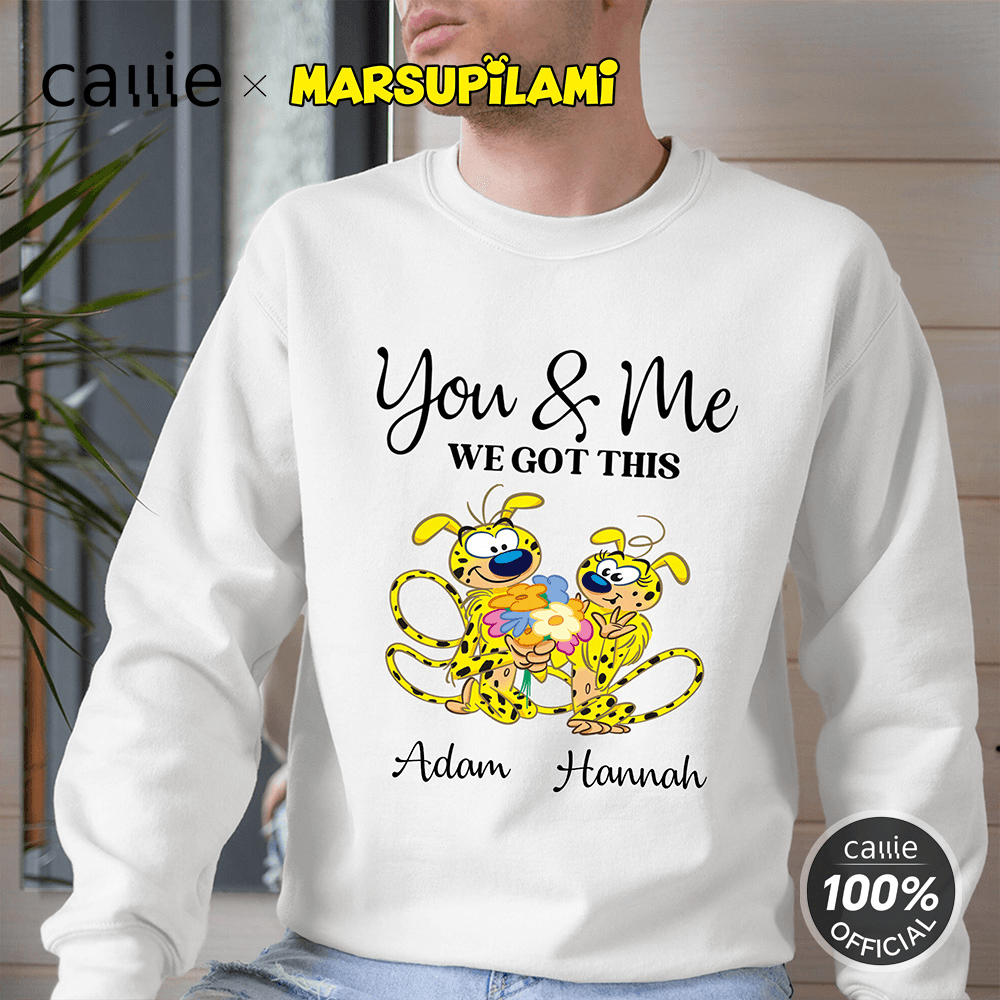 Personalized Yellow-Spotted Leopard Marsupilami Multicolor T-shirt Sweatshirt with Name Valentine's Day Gift for Couple | Callie × Marsupilami® 6