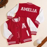 Gepersonaliseerde Academische Stijl 100% Katoen Multicolor Kid Varsity Jacket met Naam Dagelijks Dragen Verjaardagscadeau voor Jongens Meisjes