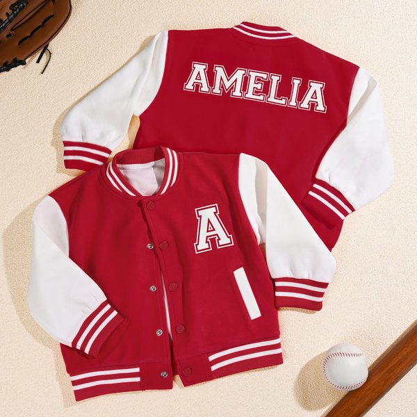 Henkilökohtainen Academic Style 100% puuvillaa monivärinen Kid Varsity takki nimi Daily Wear syntymäpäivälahja pojille tytöille
