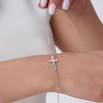 Personalizada Minimalista Cruz nombre grabado pulsera delicada joyería bautismo aniversario cumpleaños regalo para las mujeres