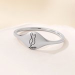Personalisierte niedliche gravierte Katze Silhouette Ring mit Namen zierlich Schmuck Jahrestag Geburtstag Memorial Geschenk für Katzenliebhaber