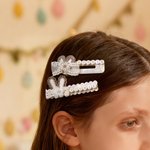 Personalized Cute Easter Bunny Ears White Shell Glossy Hair Clip with Name Daily Holiday Accessory Easter Birthday Gift for Little Girls Kids
