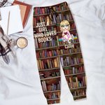 Personlig tegneserie lesende karakter bibliotek bok design sports joggebukse med navn og sitat bursdag jubileumsgave for lesere bokorm