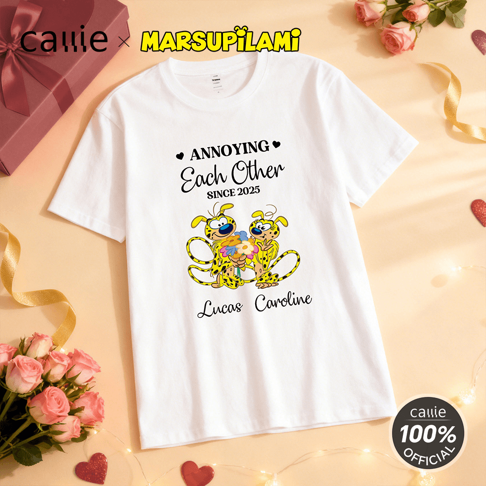 Personalized Yellow-Spotted Leopard Marsupilami Multicolor T-shirt Sweatshirt with Name Valentine's Day Gift for Couple | Callie × Marsupilami® 8