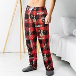 Personalised Plaid Avatar Pet Portrait Long Pyjama Pants with Name and Drawstring Christmas Birthday Gift for Kid Women Men Pet Lovers
