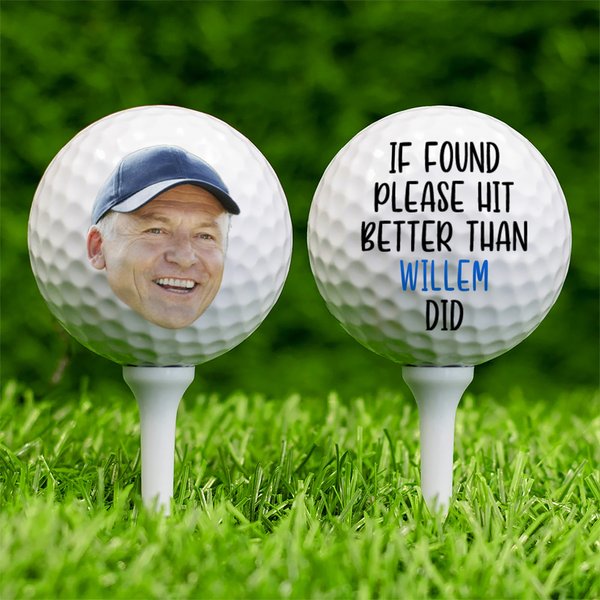 Gepersonaliseerde Golfbal met Grappige Foto van Gezicht en Tekst Accessoires voor Golfers Training Competitie Verjaardagscadeau voor Golfspeler