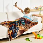 Personalized Monster Cheetah Lion Dinosaur Truck Soft Throw Blanket with Name Birthday Gift for Boys Kids Babies Truck Lovers