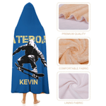 Personalizado Skate acción silueta suave manta con capucha con el nombre de viaje de uso diario regalo de cumpleaños para los amantes del monopatín Amigos