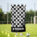Personlig Balls Pattern Checkerboard Hurtigtørkende badehåndkle med navn Reise Essential Bursdagsgave til familie venn Balls Sport Lover