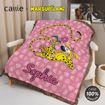 Personalised Long-Tailed Leopard Marsupilami Soft Throw Blanket with Name Christmas Birthday Gift for Son Daughter Kid | Callie × Marsupilami®