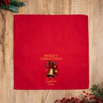 Personalized Merry Christmas Bell 100% Cotton Red Christmas Napkin with Name and Date Table Decor Christmas Gift for Family Friends