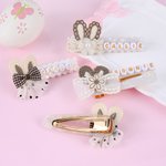 Personalized Cute Easter Bunny Ears White Shell Glossy Hair Clip with Name Daily Holiday Accessory Easter Birthday Gift for Little Girls Kids