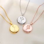 Collana personalizzata in argento con 1-5 fiori di nascita, nome inciso e foto - Regalo ideale per compleanno e anniversario per donne