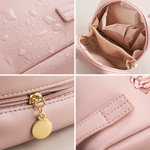 Personalized Birth Flower Name Portable PU Leather Makeup Bag with Handle and Multiple Compartments Travel Accessories Birthday Gift for Women Girls