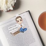 Segnalibro magnetico personalizzato con nome e personaggio in stile cartone animato - Regalo di compleanno per amanti del libro