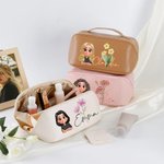Trousse personalizzata con nome e personaggio animato, con ampia apertura - Regalo di compleanno e anniversario per donne