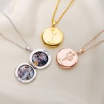 Collana personalizzata in argento con 1-5 fiori di nascita, nome inciso e foto - Regalo ideale per compleanno e anniversario per donne
