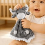 Personalized Highland Cow Knitted Soft Baby Security Blanket with Embroidered Name Birthday Baby Shower Gift for Newborns New Parents