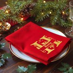Personalized Christmas Theme Initial 100% Cotton Red Christmas Napkin with Name Table Decor Christmas Gift for Family Friends