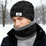 Ensemble personnalisé de bonnets et de cache-cols en tricot avec initiales Cadeau d'anniversaire pour hommes et femmes