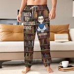 Personlig tegneserie lesende karakter bibliotek bok design sports joggebukse med navn og sitat bursdag jubileumsgave for lesere bokorm