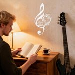 Personalized Music Note Metal Wall Art with Text Home Decor Birthday Game Day Gift for Musician Music Teacher