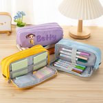 Personalized 3D Cartoon Character Multi-Compartment Pencil Case with Name Back to School Birthday Gift for Boys Girls