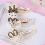 Personalized Cute Easter Bunny Ears White Shell Glossy Hair Clip with Name Daily Holiday Accessory Easter Birthday Gift for Little Girls Kids
