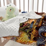 Personalized Monster Cheetah Lion Dinosaur Truck Soft Throw Blanket with Name Birthday Gift for Boys Kids Babies Truck Lovers