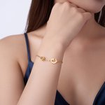 Personalised Initial Micro-Carved Projection Photo Bracelet with 100 Languages I Love You Dainty Jewellery Anniversary Birthday Gift for Women