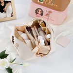 Trousse personalizzata con nome e personaggio animato, con ampia apertura - Regalo di compleanno e anniversario per donne