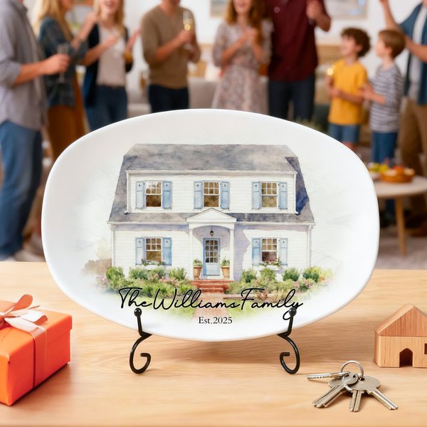 Piatto decorativo personalizzato con supporto e testo per la casa, regalo di Natale per la famiglia e gli amici.