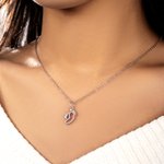 Personalised Dainty Baby and Mom Footprints Necklace with Birthstone Birthday Baby Shower Gift for New Mom