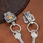 Llavero Personalizado Retro Western Cowboy Cow Tag con Inicial Uso Diario Regalo de Cumpleaños Aniversario para Amantes de los Vaqueros