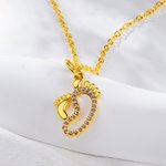 Personalised Dainty Baby and Mom Footprints Necklace with Birthstone Birthday Baby Shower Gift for New Mom