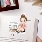 Segnalibro magnetico personalizzato con nome e personaggio in stile cartone animato - Regalo di compleanno per amanti del libro