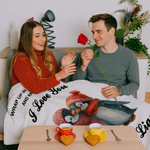 Spersonalizowany miękki koc z imieniem i tekstem I Love You Penguin Heart Home Decor Walentynkowy prezent rocznicowy dla ukochanej osoby