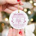 Spersonalizowana ceramiczna ozdoba Best Friends Cheers z imionami Urodziny Druhna Rocznica Świąteczny prezent dla najlepszych sióstr
