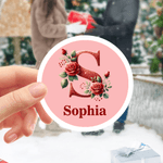 Personalised Rose Initial Stickers Labels with Name DIY Gift Decor Valentine's Day Anniversary Gift for Lover Woman