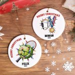 Personlig festlig ljus baseboll hockey sport keramisk julprydnad med namn hem träddekoration julklapp för familjens sportälskare