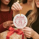 Spersonalizowana ceramiczna ozdoba Best Friends Cheers z imionami Urodziny Druhna Rocznica Świąteczny prezent dla najlepszych sióstr