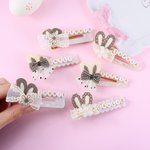 Personalized Cute Easter Bunny Ears White Shell Glossy Hair Clip with Name Daily Holiday Accessory Easter Birthday Gift for Little Girls Kids
