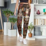 Personlig tegneserie lesende karakter bibliotek bok design sports joggebukse med navn og sitat bursdag jubileumsgave for lesere bokorm