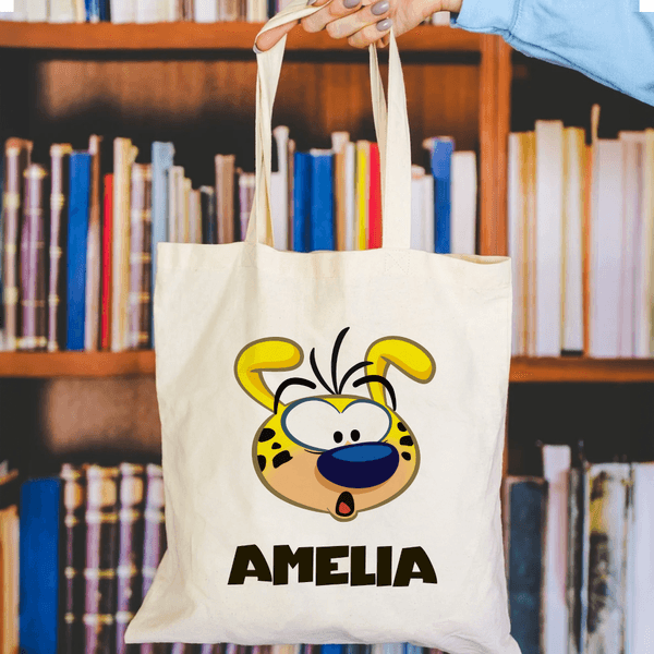 Personnalisé Cartoon Marsupilami Sac en toile réutilisable avec Nom Shopping Utilisation Fête des Mères Cadeau pour Femme | Callie × Marsupilami®