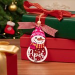 Personalizzato pupazzo di neve fiocco di neve nome ornamento in legno con anno e nastro carino albero di Natale Decor Festival regalo per la famiglia bambini