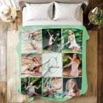 Personalised Ball Sports 9-Grid Photos Multicolour Soft Throw Blanket with Name and Initial Christmas Birthday Gift for Athletes Sports Lovers